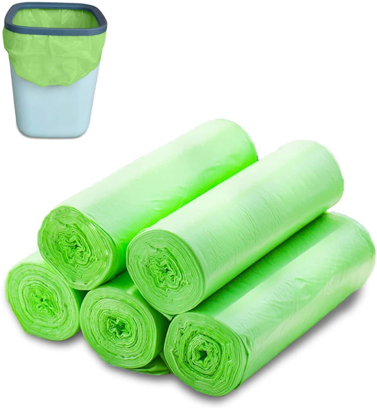 Biodegradable Garbage Bags 13 Gallon,0.98 Mil Thicken Tall Kitchen Trash Bags,Compostable Bags Recycling for Lawn Kitchen,Home,Office,Green,100 Counts