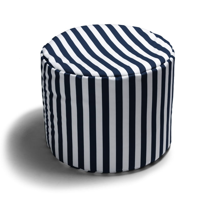 Jaxx Pouf d'Extérieur à Ressorts, Rayures Bleu Marine