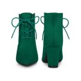 thumbnail image 4 of Unique Bargains Bottines à Talon Bloc à Bout Pointu à Lacets pour Femmes Vert Foncé (Taille 9,5), 4 of 4
