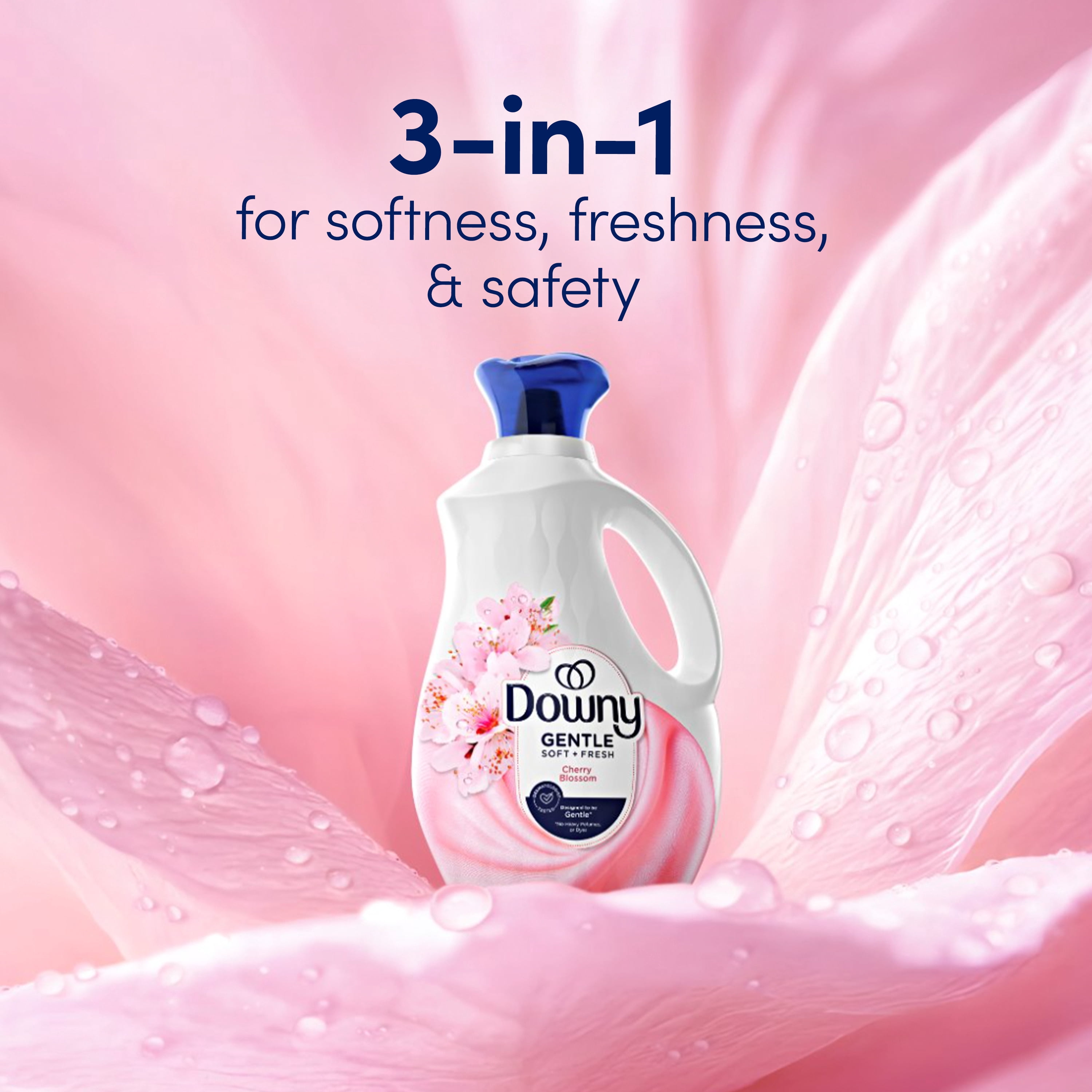 Downy Gentle Soft + Fresh Fabric Softener Liquid, Cherry Blossom Scent, 1.66 L, 83 loads, Liquid Fabric Softener Designed to be Gentle on Skin