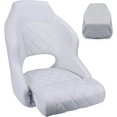 thumbnail image 1 of NORTHCAPTAIN Premium Captains Bucket Seat Sports Flip Up Boat Seat with Seat Cover,White, 1 of 6