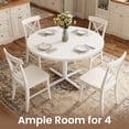 thumbnail image 1 of LEDREM Round Dining Table for 2–4 People, Small Kitchen Table with Steel Frame, Water-Resistant Tabletop, Easy Assembly, Farmhouse Dining Table, White, 1 of 5