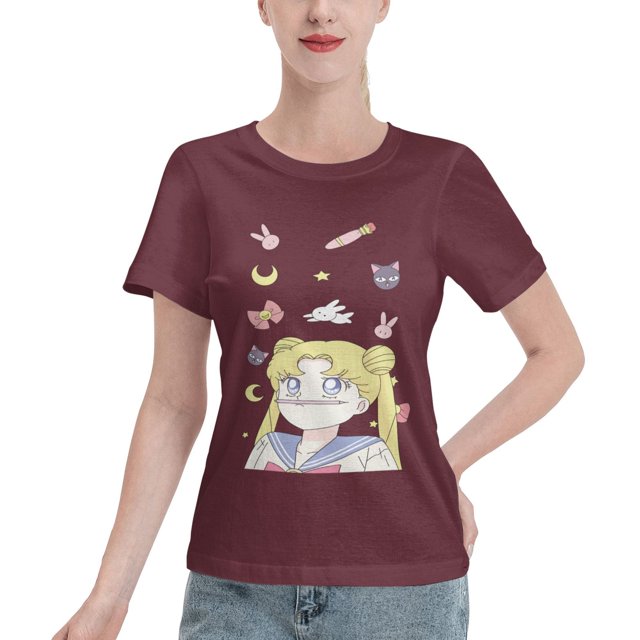 Women's Basic Short Sleeve T-Shirt Sailor Moon Moon Hare