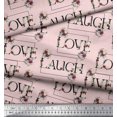 thumbnail image 3 of Soimoi Cotton Cambric Fabric Floral Love Text Printed Fabric 1 Yard 56 Inch Wide, 3 of 5