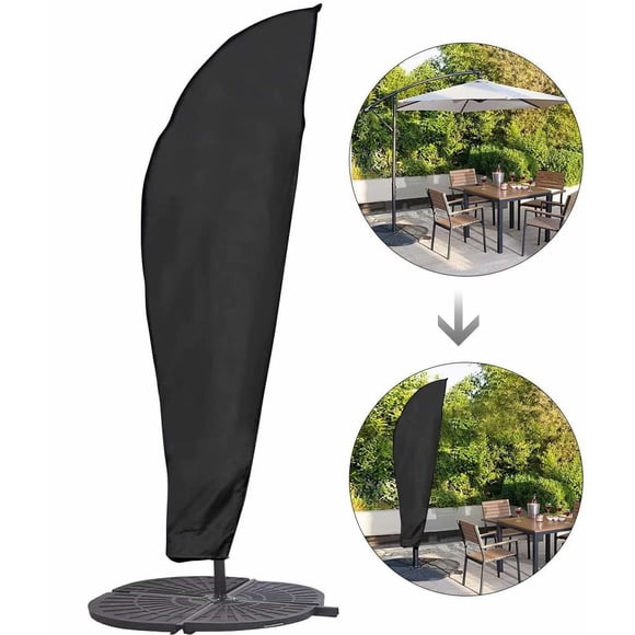 Housse de protection pour parasol avec tige et parasol déporté 2 à 4 m Grand parasol protection contre les intempéries, les UV, le vent Extérieur pour parasol déporté 280 x 30/81/46 cm