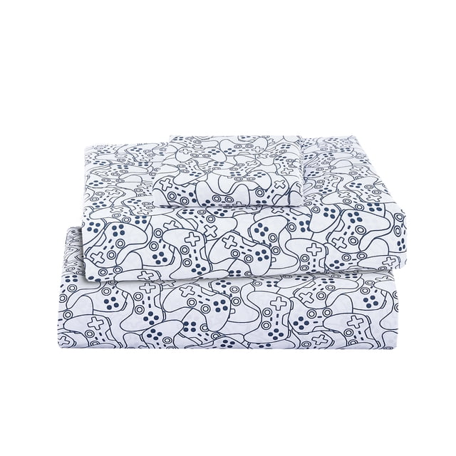 Mainstays Kids Microfiber Bed Sheet Set, Twin, Gamer, 3 Pieces