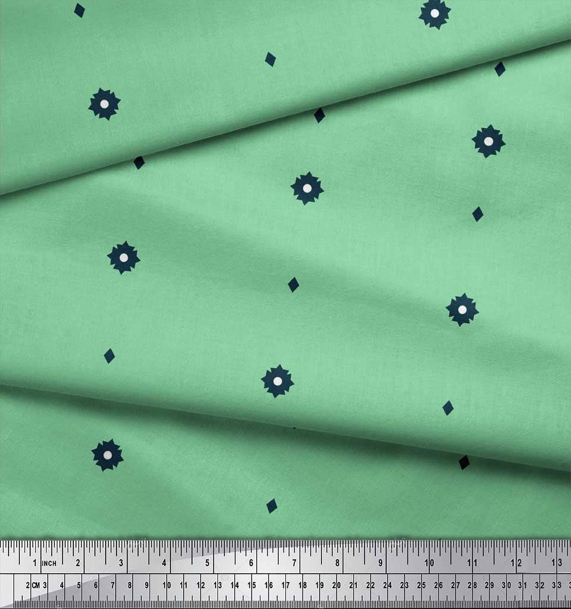 Soimoi Green Rayon Fabric Butidar Jamdani Printed Craft Fabric by the Yard 42 Inch Wide
