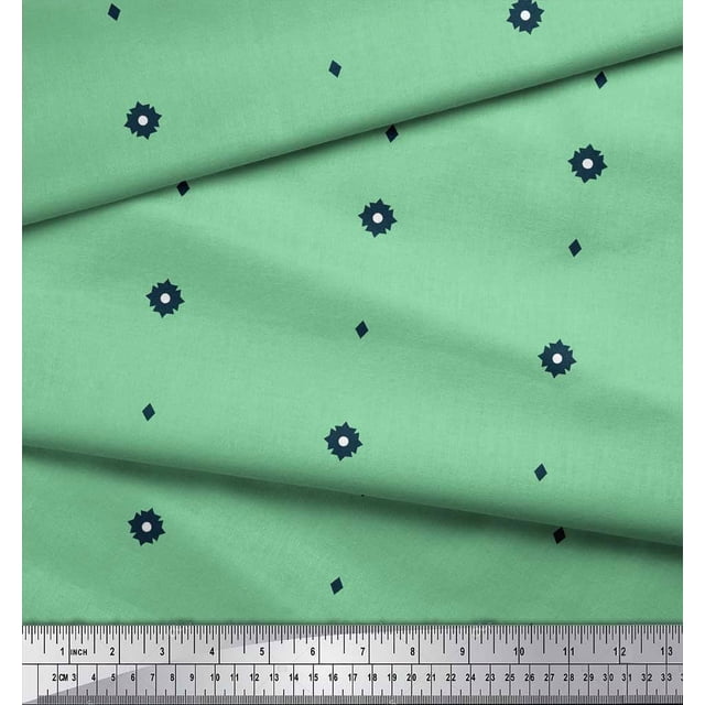 Soimoi Green Rayon Fabric Butidar Jamdani Printed Craft Fabric by the Yard 42 Inch Wide