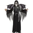 thumbnail image 1 of Costume d'Halloween Reaper Winged Noir Robe à Capuche Masque & Ailes Enfant Moyen 8-10, 1 of 2