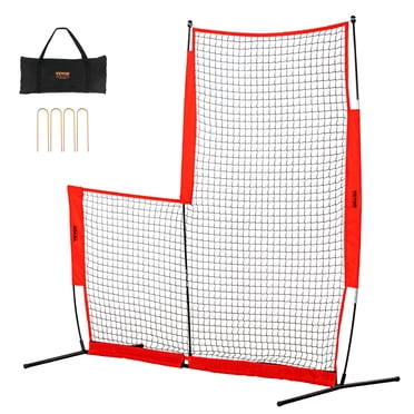 VEVOR Écran de Baseball en L pour Cage de Frappe, Écran de Sécurité pour Baseball et Softball 7 X 7 Pi, Protecteur Corporel Portable Écran de Frappe avec Sac de Transport et Piquets de Sol, Filet de Lancer de Baseball pour Protection des Lanceurs
