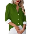 thumbnail image 1 of Besolor Button Down Shirts for Women Solid Color Long Sleeve Colared Tops Loose Office Blouses for Casual Work, 1 of 5