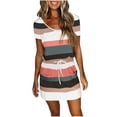 thumbnail image 1 of yoeyez Robes d'Été pour Femmes Robes d'Été Courtes pour Femmes 2024 Robe Mini à Imprimé Rayé Robes T-Shirt Sans Manches Robe Décontractée de Plage Prime Offres d'Accès Anticipé pour Prime, 1 of 5