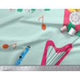 thumbnail image 3 of Soimoi Green Poly Georgette Fabric Guitar & Xylophone Musical Instrument Print Sewing Fabric Yard 42 Inch Wide, 3 of 3
