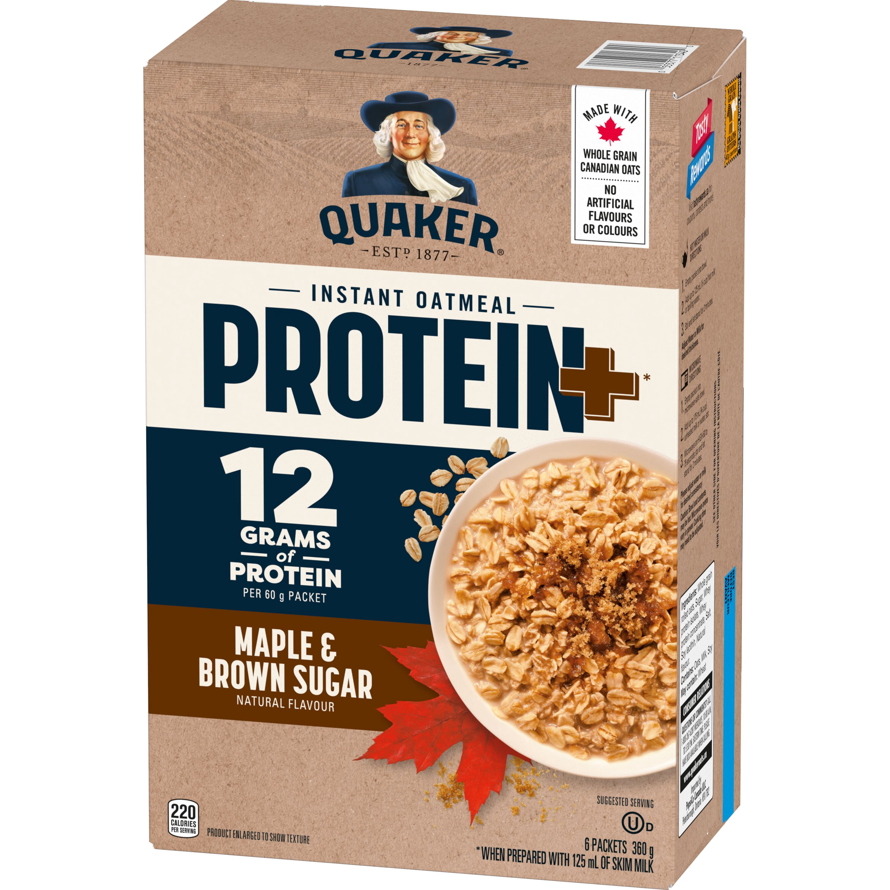 Gruau instantane Quaker Protein+ a l'erable et a la cassonade