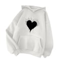 thumbnail image 2 of XZNGL Womens Comfortable Sweater Heart Pattern Printed Womens Hooded Pocket Drawstring Sweater, 2 of 4
