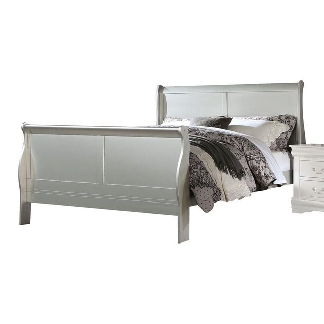 ACME Louis Philippe III Eastern King Bed (FB 34"H) in Platinum