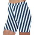 thumbnail image 1 of Plebaso Shorts pour Femmes 2025 Imprimé Rayé Shorts de Plage Taille Haute Mode Leggings Courts, 1 of 5