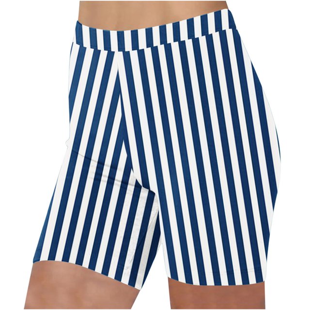Plebaso Shorts pour Femmes 2025 Imprimé Rayé Shorts de Plage Taille Haute Mode Leggings Courts
