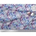 thumbnail image 2 of Soimoi Blue Poly Georgette Fabric Leaves & Floral Printed Craft Fabric by The Yard 52 Inch Wide, 2 of 3