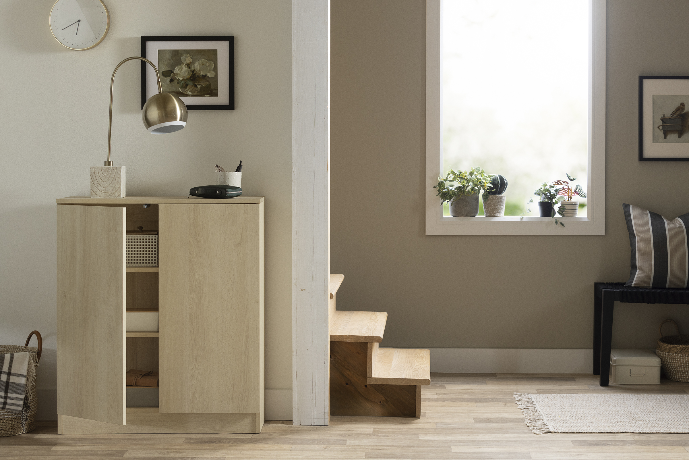 Armoire de rangement 2 portes, fini Chêne blanchi, collection Essence de Meubles South Shore