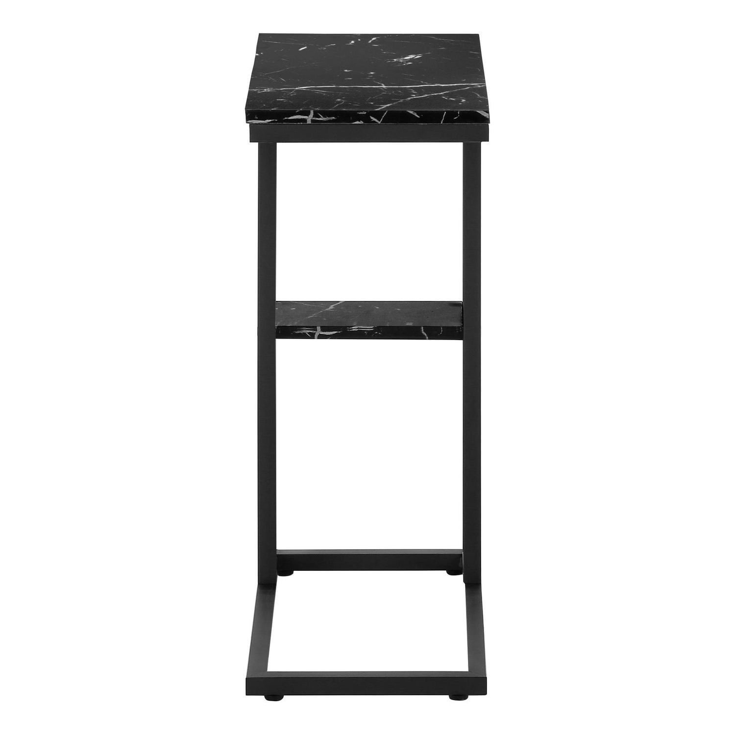 Monarch Specialties Accent Table, C-shaped, End, Side, Snack, Living Room, Bedroom, Metal, Laminate, Black Marble Look, Contemporary, Modern