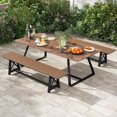 thumbnail image 3 of Costway 2 PCS Patio 72 " Extra Long Bench Outdoor Long Chair for 4 Weatherproof HDPE Seat Brown, 3 of 8