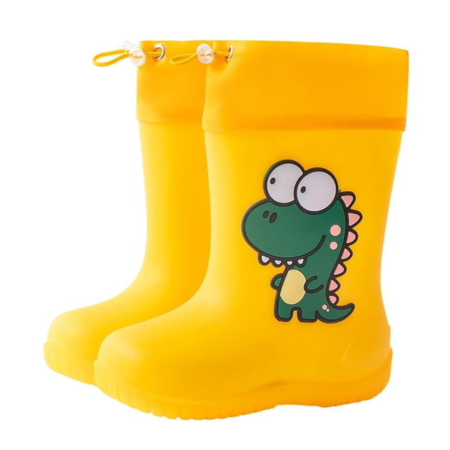 MIASHUI Toddler Rain Boots Easy-on Lightweight and Waterproof Shoes,Yellow,7-8 Years