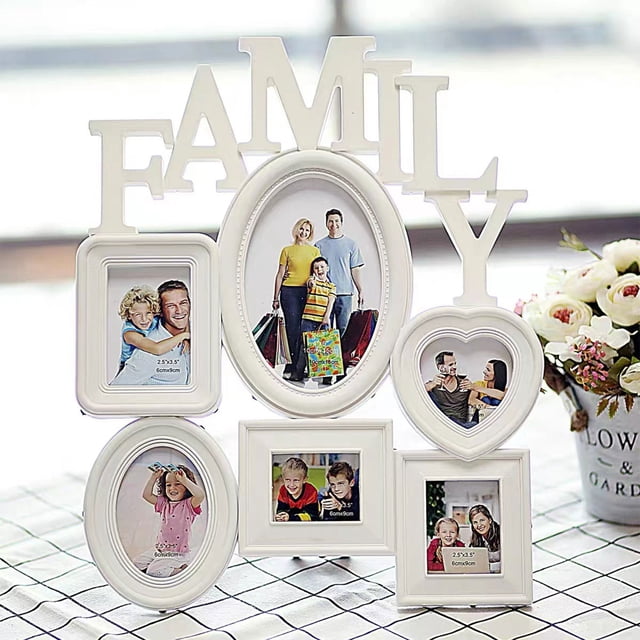 UsRHHA Cadre Photo Combo Familial en PVC Mural, Affiche 6 Photos pour Bureau et Table, Collection de Cadres Photo Multiples