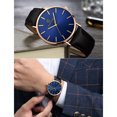thumbnail image 3 of Montre Homme Tendance Ultra Fine Minimaliste Bracelet en Cuir Fin Acier Inoxydable Quartz, 3 of 9