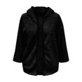 thumbnail image 4 of WEIYLL Womens Fleece Jackets Thick Knitted Cardigan Solid Color Sleeve Furry Black Fall Tops Size L, 4 of 5
