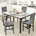 thumbnail image 4 of Stmoze Dining Table Set for 4, 5 Pieces Faux Marble Tabletop Kitchen Table with 4 Velvet Upholstered Chairs, Rectangular Dining Table and Chairs Set for Small Space, Kitchen, Pub, Gray, 4 of 7