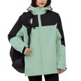 thumbnail image 2 of Sentmoon Women Jacket Plus Size Hooded Neck Long Sleeve Woman Coat Zipper Color Block Windproof Waterproof Travel Clothes Women with Pockets Fall and Winter Comfy for Running and Hiking, 2 of 9