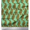 thumbnail image 1 of Soimoi Green Rayon Fabric Brown Paisley Printed Fabric 1 Yard 56 Inch Wide, 1 of 3