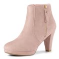 thumbnail image 1 of Unique Bargains Women's Side Zip Low Platform Block Heel Ankle Booties, 1 of 6