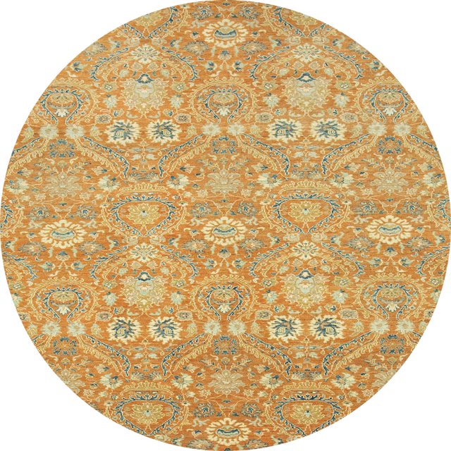 Ahgly Company Tapis d'Intérieur Ronds Abstraits Orientaux Orange, 7 Pieds Rond
