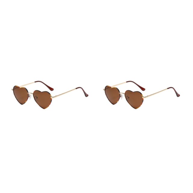 maskred PVC Heart-Shaped Glasses Non-Slide Silicone Nose Pads And Mulitple Colours For Chic Look Gold Metal Leopard tea 2Set