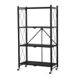 thumbnail image 1 of Abbracc Foldable Bookshelf Organization Cart Utensils Rack Book Case Corner Shelf Holder Four Tier Black, 1 of 9