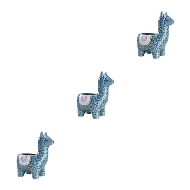 Wweixi 1/2/3 Animal Shape Pots Durable Materials For In Garden For Small Spaces Eco-friendly Alpaca blue 3PCS