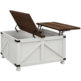 thumbnail image 1 of HOMCOM Farmhouse Lift Top Coffee Table with Flip-top Lids and Hidden Compartments, White, 1 of 10