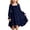 Dress363# Navy, variant on oqasdz Girls Dress Summer Dress with Square Neck Flutter Sleeves and Flared Hem Elegant Ruffle Trim Boho Length Party Dress for Toddler Kids
