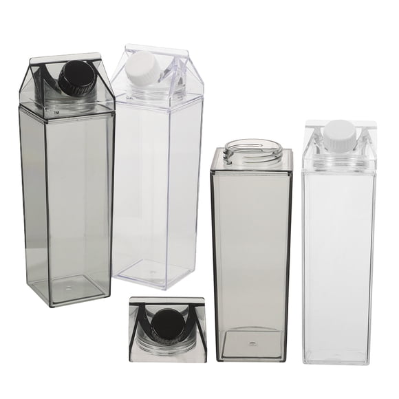 FESTFENDS 4Pcs Milk Carton Bottle Plastic Reusable Leakproof Portable Juice Container for Outdoor Use