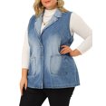 thumbnail image 4 of GRACE & GRANDEUR Veste Sans Manches en Denim pour Femmes Grande Taille de Printemps avec Poches, 4 of 6