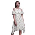thumbnail image 1 of Bimba Robe à Volants Imprimée Oiseau Blanc pour Femmes Épaules Dénudées - TTTG, 1 of 6