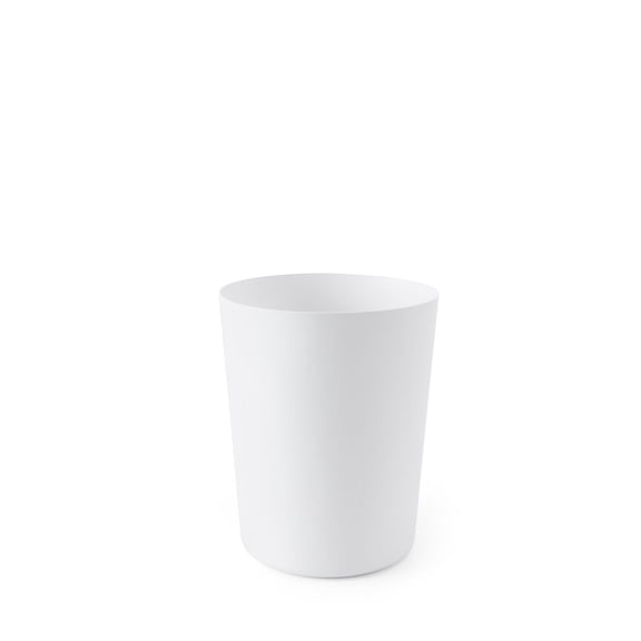 Grey Label White Waste Can, Round Plastic Bathroom Trash Bin, Garbage Can & Wastebasket