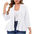 thumbnail image 1 of AherBiu Vestes Blazer Grande Taille pour Femmes, Ouverture devant, Volant, Revers, Tenue de Bureau Décontractée, Travail, Manteau, 1 of 6
