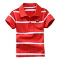 thumbnail image 1 of PMVFHDE Garçons T-Shirts Graphiques Enfants Garçons Filles Manches Courtes Décontracté Chemise Rayée Fermeture à Boutons Mode Tissu Confortable et Doux Rouge,5-6 Ans, 1 of 2