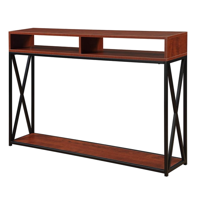 Convenience Concepts Tucson Deluxe Two-Tier Console Table in Cherry Wood Finish
