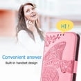 thumbnail image 4 of Étui à Rabat, Fleurs Embossées Papillon en Cuir PU, Étui à Rabat Magnétique avec Support, Porte-Cartes, Dragonne, Portefeuille, Sac à Main pour iPhone 12 Pro max 6.7 (Rose), 4 of 6