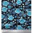 thumbnail image 1 of Soimoi Green polyester Crepe Fabric Leaves & Floral Decor Fabric Printed BTY 52 Inch Wide, 1 of 3