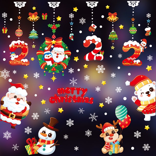 Christmas Decorations-Window Clings Decor Stickers, Multicolor Wall Decals Stickers,Home Kitchen School University Christmas Decorations(Style 2)